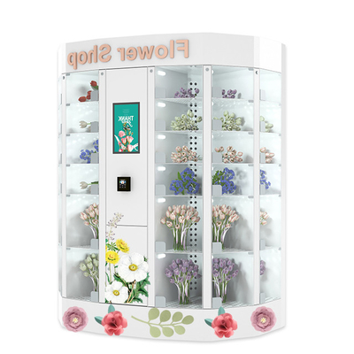Round Flower Dispenser Fridge Vending Machine With Smart Cooling Locker 120V