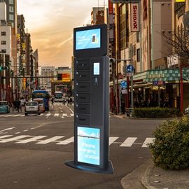 Winnsen quảng cáo điện thoại thông minh sạc Kiosk RFID hoạt động cửa kính Locker