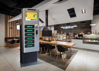 Nhà hàng Trung tâm mua sắm Đèn UV Trạm sạc điện thoại di động Tháp kiosk với màn hình cảm ứng quảng cáo