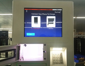 8 Lockers Free Cell Phone Charging Stations Advertising Kiosk With Different Languages UI