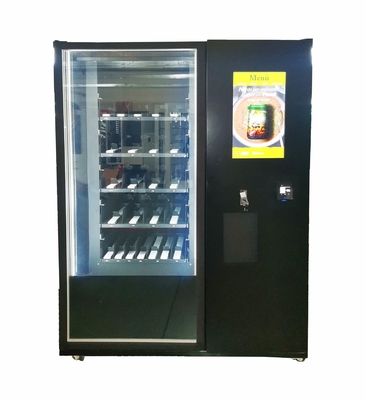 Máy bán hàng tự động chai salad với đầu đọc thẻ hệ thống thang máy thanh toán mã QR