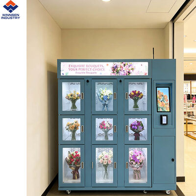 Chất lượng Máy bán hoa thông minh Winnsen với màn hình LCD 19 inch, chức năng tạo ẩm, làm mát và cửa kính đôi tự động đóng nhà máy