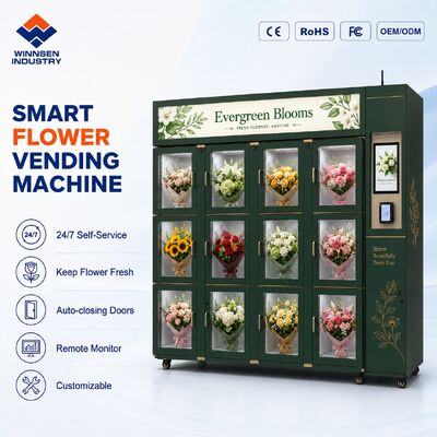 Chất lượng Máy bán hoa tươi có màu sắc tùy chỉnh với màn hình cảm ứng 15,6 inch và hệ thống lạnh nhà máy
