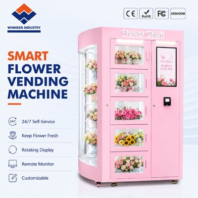 Chất lượng Máy bán hoa kệ kính trong suốt Winnsen có hệ thống tạo ẩm và màn hình cảm ứng 22 inch nhà máy