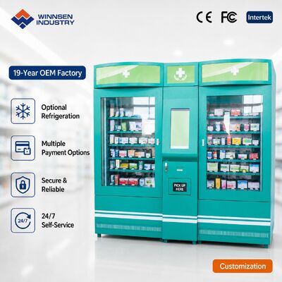Chất lượng Winnsen 24H Smart Pharmacy Vending Machine Refrigerated Touchscreen Medicine Kiosk for Community nhà máy