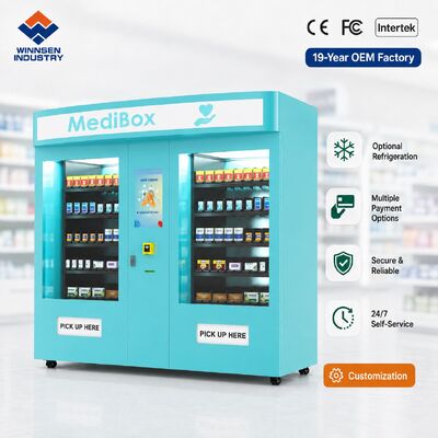 Chất lượng Máy bán hàng tự động dược phẩm kép Winnsen, ki-ốt thuốc dung tích lớn cho nhà thuốc bệnh viện nhà máy